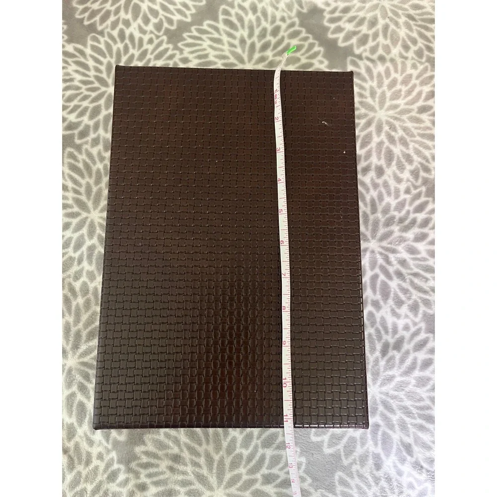 Photo Storage Box Brown with Metal Label Holder Picture Organizer Office‎ Decor
